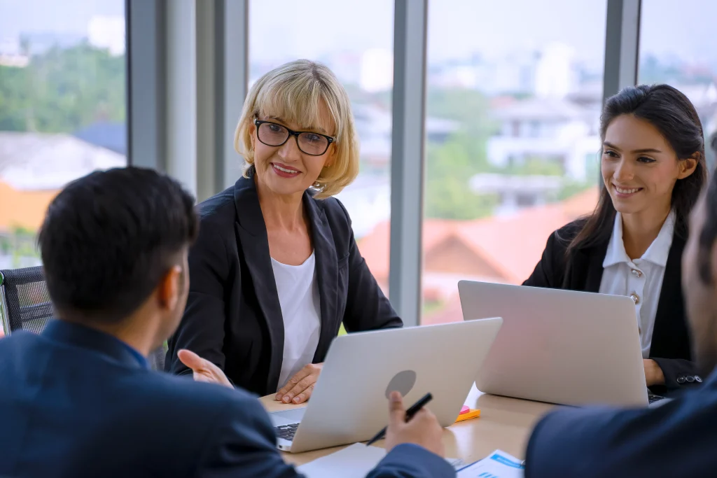 White collar workers are working and meeting. Formalwear and formal meeting at the office. City life and life style.
